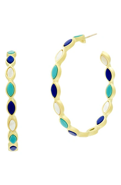 Shop Freida Rothman Color Theory Marquise Hoop Earrings In Gold