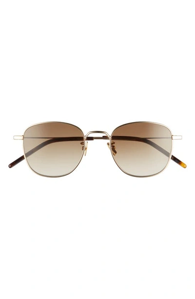 Shop Saint Laurent 50mm Round Sunglasses In Light Gold/ Brown