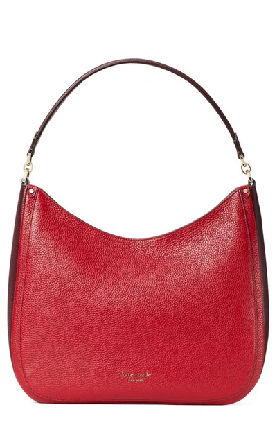 Shop Kate Spade Roulette Large Leather Hobo Bag In Red Currant Multi