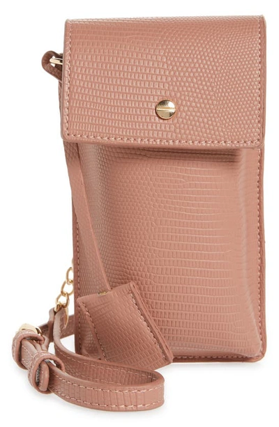 Shop Mali + Lili Brooke Vegan Leather Tech Crossbody Bag In Blush