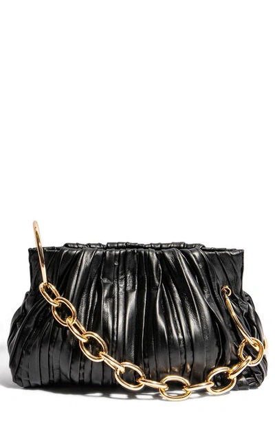 Shop House Of Want Chill Vegan Leather Frame Clutch In Black Pleated