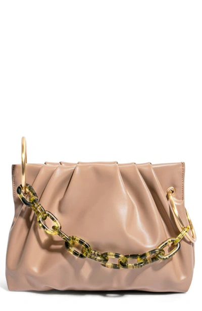 Shop House Of Want Chill Vegan Leather Frame Clutch In Taupe