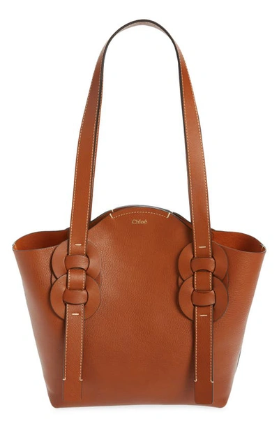 Shop Chloé Small Darryl Leather Tote In Caramel