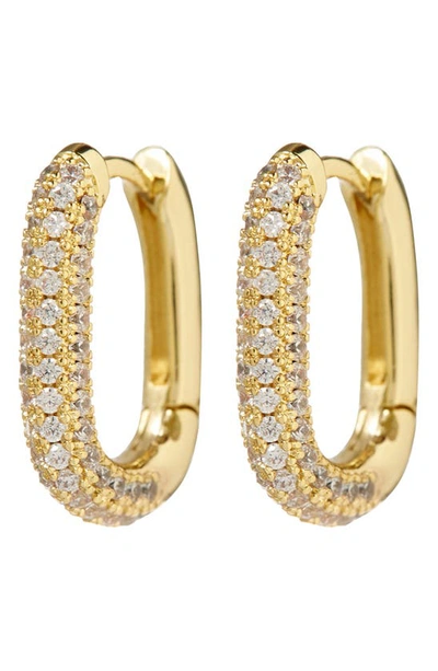 Shop Luv Aj Pave Link Huggie Hoop Earrings In Gold