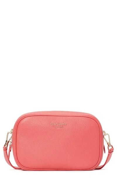 Shop Kate Spade Astrid Medium Pebbled Leather Camera Bag In Peach Melba