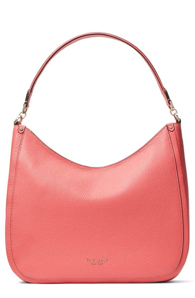 Shop Kate Spade Roulette Large Leather Hobo Bag In Peach Melba
