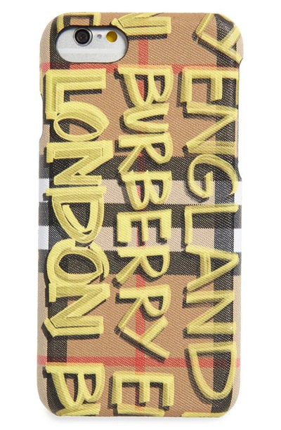 Shop Burberry Rufus Graffiti Print Iphone 8 Case In Yellow