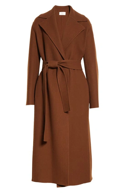 Shop The Row Malika Double Face Wool Blend Felt Wrap Coat In Saddle Brown