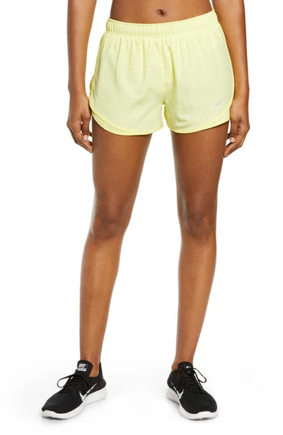 Shop Nike Tempo Dri-fit Running Shorts In Zitron/ Wolf Grey Heather
