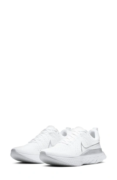 Shop Nike React Infinity Run Flyknit 2 Running Shoe In White/ Silver/ Platinum