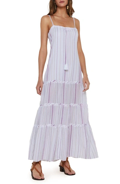 Vix Swimwear Fran Stripe Cover-up Maxi Dress In Magenta