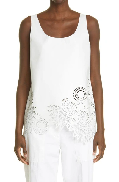 Shop Dries Van Noten Lyran Laser Cut Leather Tank In White