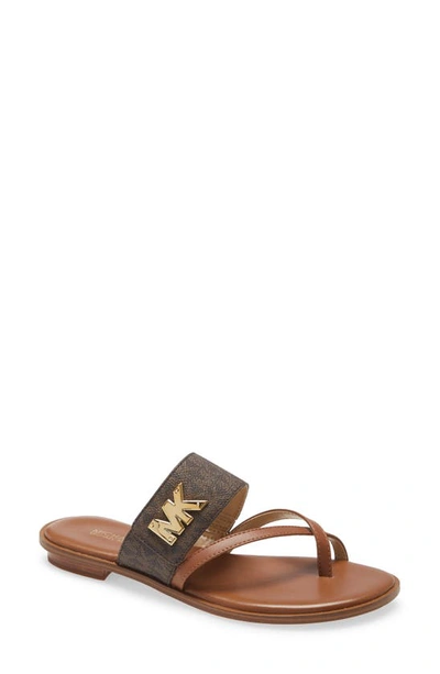 Shop Michael Michael Kors Sidney Toe Loop Sandal In Brown/luggage