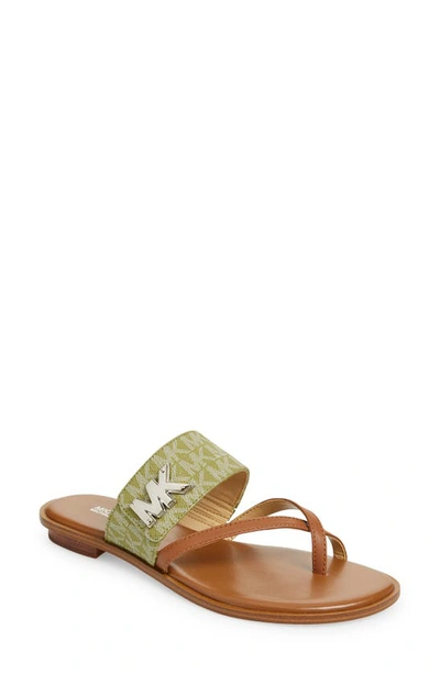 Shop Michael Michael Kors Sidney Toe Loop Sandal In Oregano Leather