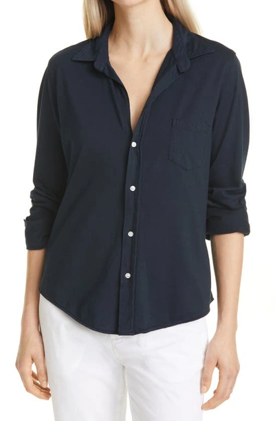 Shop Frank & Eileen Barry Knit Button-up Shirt In British Royal Navy