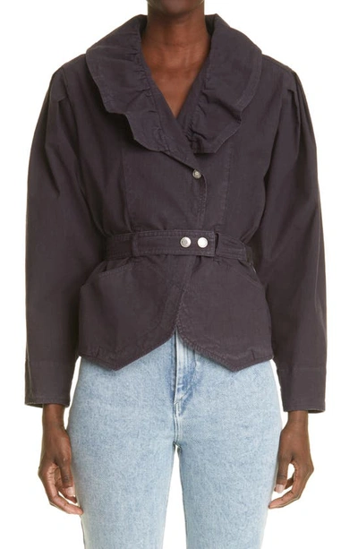 Shop Isabel Marant Epaline Linen Blend Jacket In Faded Night