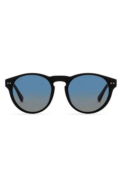 Shop Diff Cody 50mm Polarized Round Sunglasses In Matte Black/ Aegean Gradient