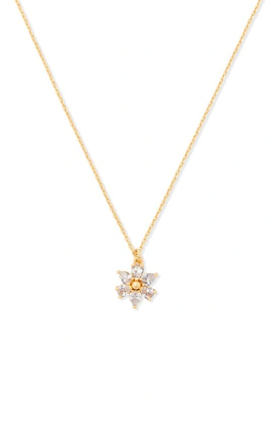 Shop Kate Spade First Bloom Mini Pendant Necklace In Clear