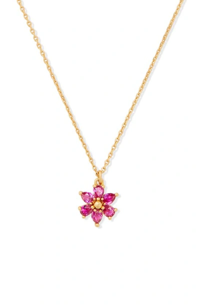 Shop Kate Spade First Bloom Mini Pendant Necklace In Pink