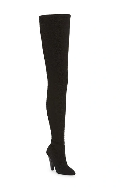 Shop Saint Laurent Over The Knee Stretch Boot In Nero