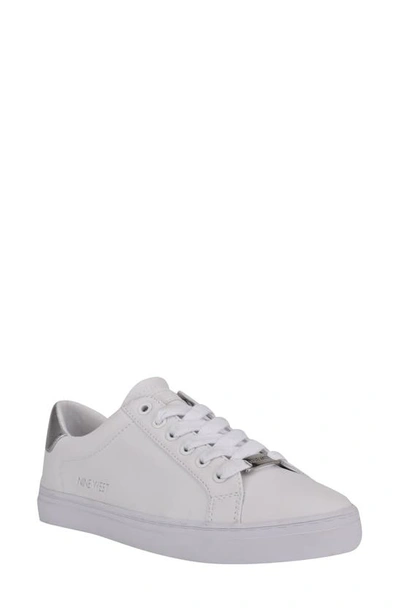 Shop Nine West Best3 Glitter Sneaker In White/ Silver