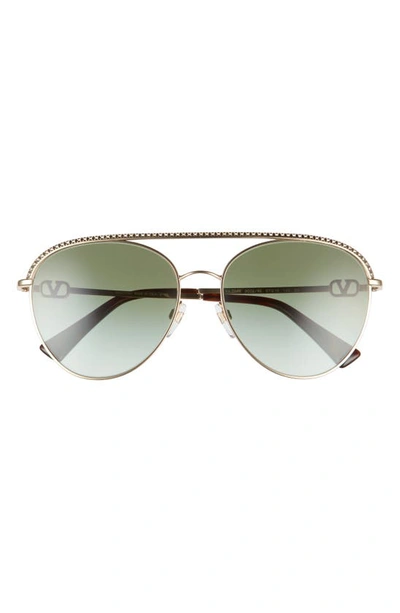 Shop Valentino 57mm Gradient Pilot Sunglasses In Gold/ Gradient Green