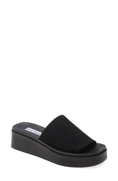 Shop Steve Madden Balanced Platform Wedge Slide Sandal In Black Fabric