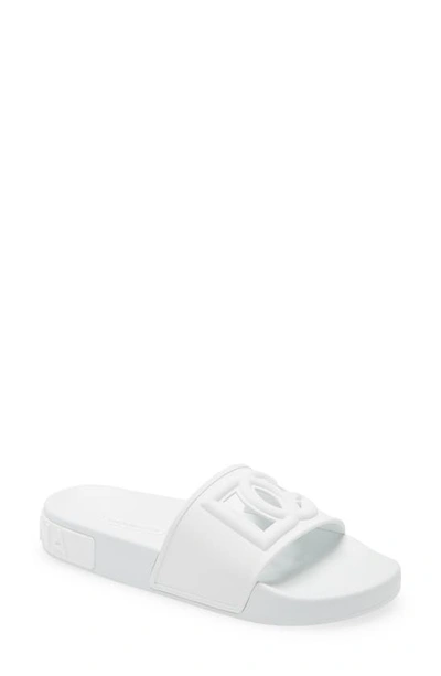 Shop Dolce & Gabbana Interlock Slide Sandal In White