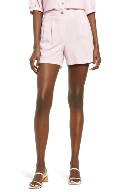 Shop Vero Moda High Waist Linen Blend Shorts In Roseate Spoonbill