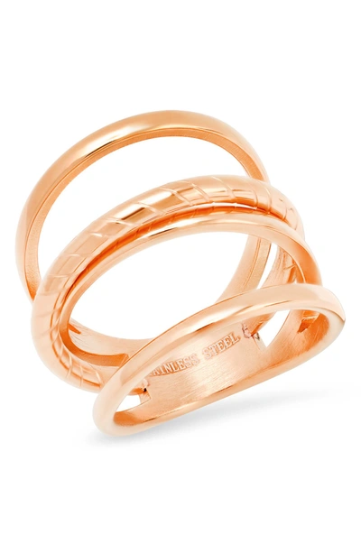 Shop Hmy Jewelry Triple Ring In Rose