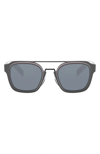 Shop Prada Pillow 50mm Rectangular Sunglasses In Blck Pnk Matte Blck Blue Slvr
