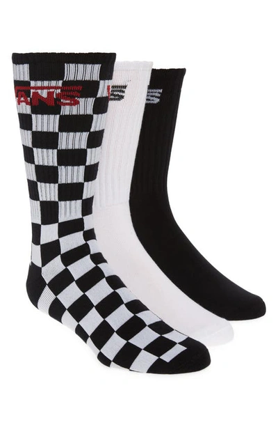 Shop Vans Assorted 3-pack Classic Crew Socks In Black Checker