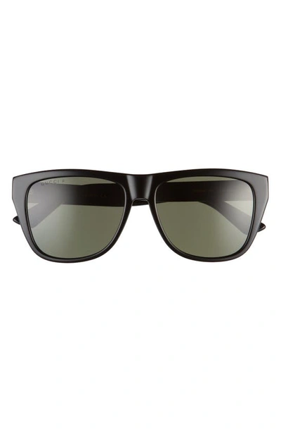 Shop Gucci 57mm Polarized Square Sunglasses In Black/ Green