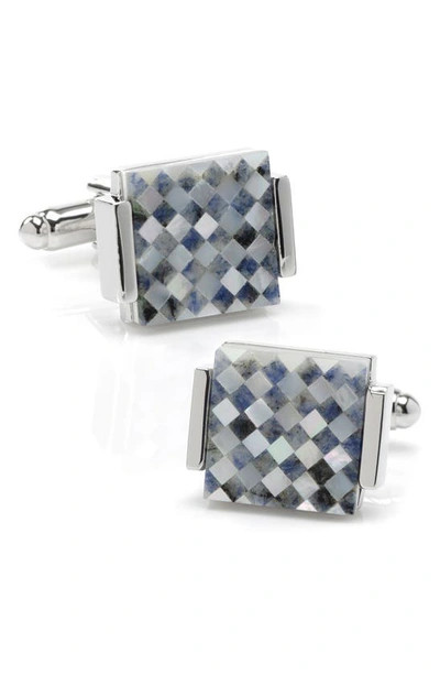 Shop Cufflinks, Inc Mother-of-pearl Checkered Cuff Links In Blue