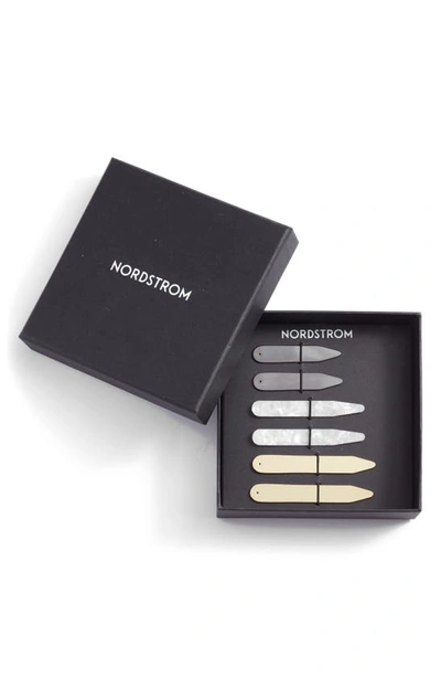 Shop Nordstrom Set Of 3 Collar Stays In White- Gold- Hematite