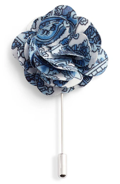 Shop Nordstrom Floral Lapel Pin In Blue Paisley