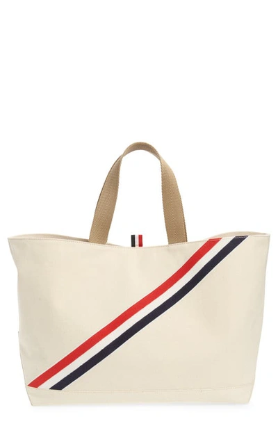 Shop Thom Browne Medium Tool Canvas Tote In Off White