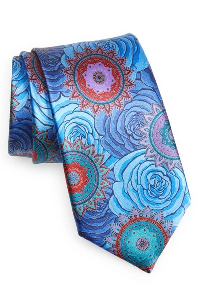 Shop Ermenegildo Zegna Quindici Floral Silk Tie In Light Blue/ Lavender