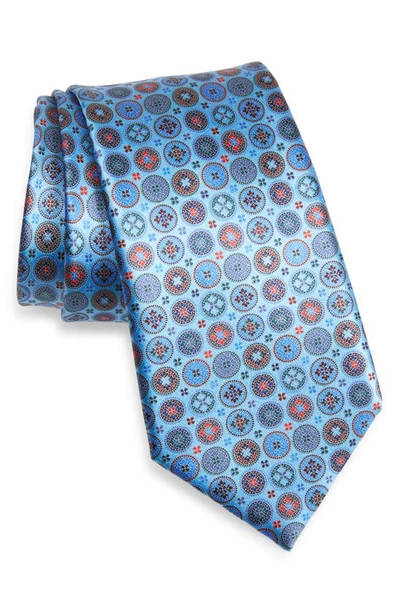 Shop Ermenegildo Zegna Quindici Medallion Silk Tie In Blue