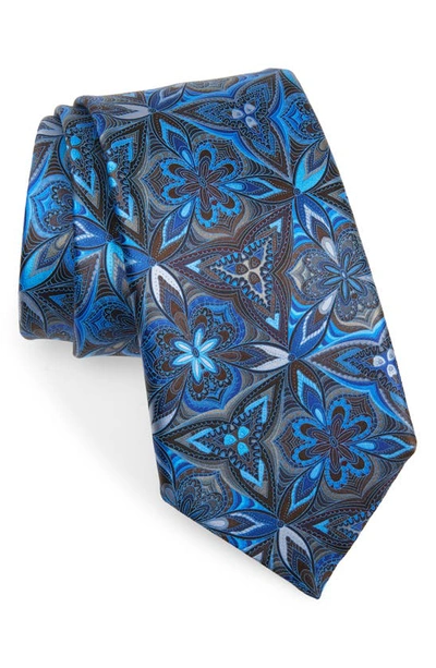 Shop Ermenegildo Zegna Floral Silk Tie In Navy