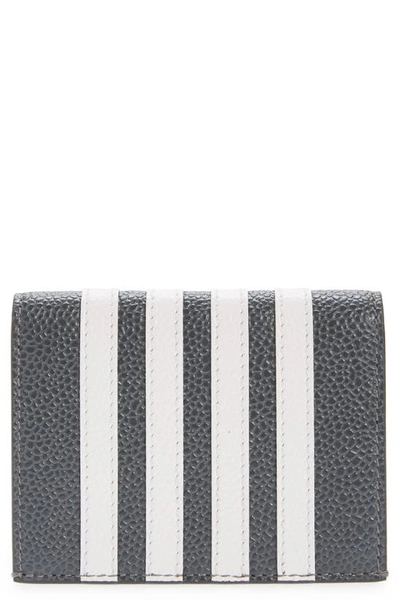 Shop Thom Browne 4-bar Leather Bifold Card Holder In Dark Grey