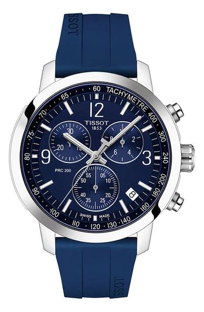 Shop Tissot Prc 200 Chronograph Silicone Strap Watch, 43mm In Blue