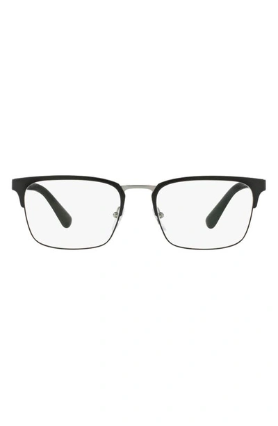 Shop Prada 55m Rectangle Optical Glasses In Matte Black