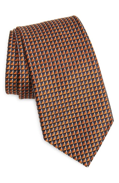 Shop Ermenegildo Zegna Geometric Silk Tie In Orange