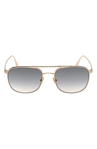 Shop Tom Ford Jake 56mm Navigator Sunglasses In Rose Gold/ Gradient Smoke