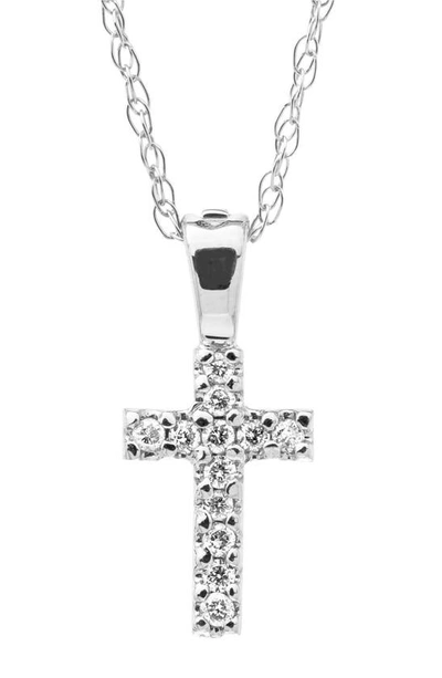 Mignonette 14k White Gold & Diamond Cross Necklace In White