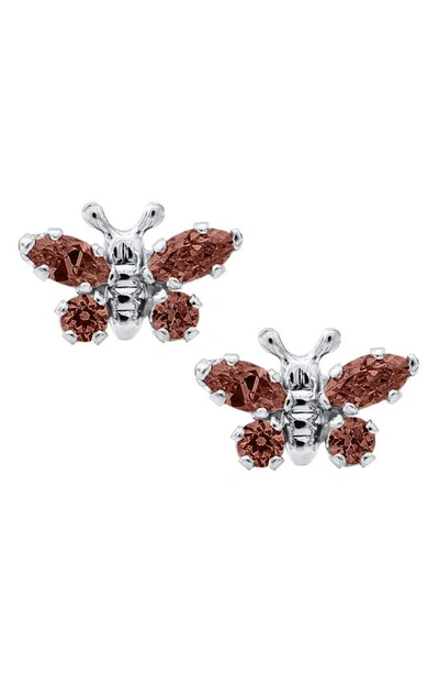 Shop Mignonette Butterfly Birthstone Sterling Silver Earrings In January
