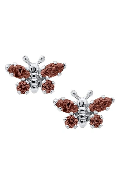 Mignonette Butterfly Birthstone Sterling Silver Earrings In January
