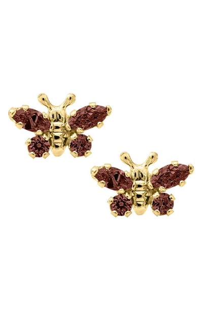 Shop Mignonette Butterfly Birthstone Gold Earrings In January