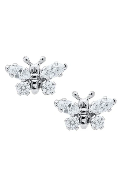 Mignonette Butterfly Birthstone Sterling Silver Earrings In April